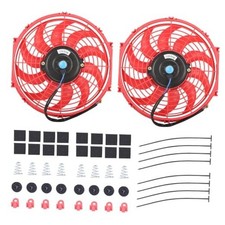 12" Electric Radiator Cooling Fan Assembly Kit, Universal High 12  -2PCS Red