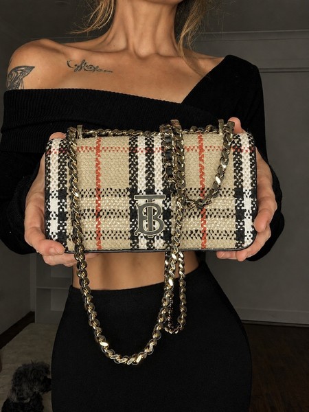 Burberry Mini Lola Bag Archive Beige Vintage Check - Gold hardware - 