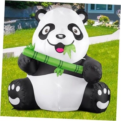 5Ft Tall Large Panda Inflatable Decorations, Blow Up Panda with Built-in LED 