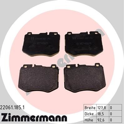 Zimmermann 22061.185.1 Standard Disc Brake Pad Set
