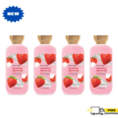 Bodycology 2-in-1 Body Wash, Bubble Bath, Strawberry Cheesecake, 16 oz, 4 Pack