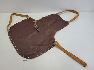 Lederschürze Handwerkerschürze Schweißerschürze Braun mit Karabinerkette #266281