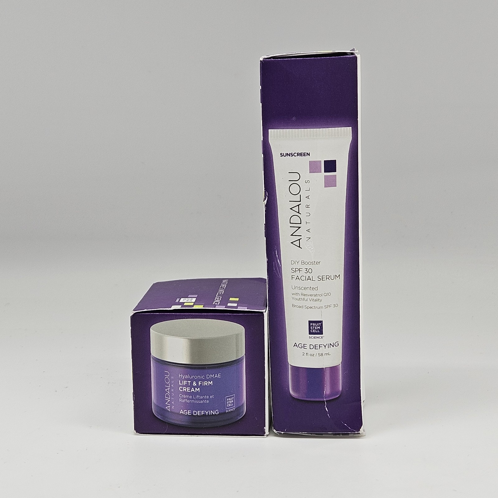 2 PC SET ANDALOU Age Defying Lift & Firm Cream + DIY Booster SPF 30 Facial Serum