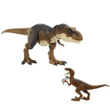 Mattel Jurassic World Damaged Hikaru T-Rex & Velociraptor 2-Piece Set HNY82