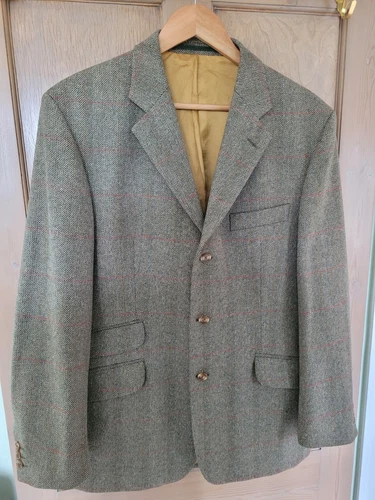 Veste blazer homme Brook Taverner tweed 40R vert chevrons Saxe suprême