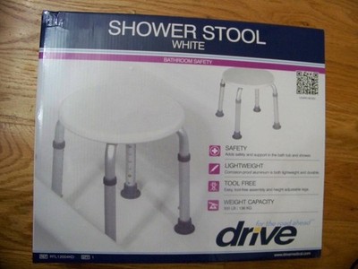 Drive Shower Stool Seat Width 300 lbs. Weight Capacity White, 13'' tall