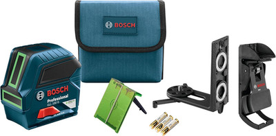 BOSCH GLL 100 GX 100 Ft Green-Beam Self-Leveling Cross-Line Laser, Includes 3 AA