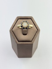 Opal And Sapphire 9ct Gold Ring  Vintage And Hallmarked , Yellow Gold Heavy