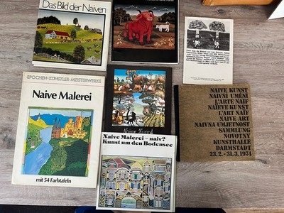 Naive Kunst Malerei 7 x Bücher Hefte mit Literatur Zeichnungen Bilder Farbtafeln