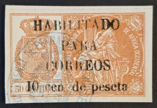 GUINEA SPAIN 1904 Used 10c on 50c Orange Brown Yvert #28 VF