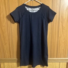 Athleta Size Sm Tshirt Dress Navy Blue Stretchy Crew Neck Pacer comfy slipon