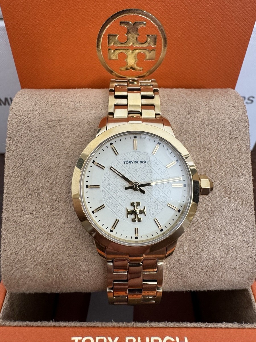 Tory Burch Watch 34mm Gold-Tone Stainless Steel, Cream Dial, Water