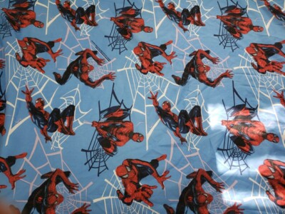 SPIDERMAN DAN RIVER FLAT TOP SHEET 68'' WIDE X 93'' LONG BLUE 70% POLY 30% COTTON 