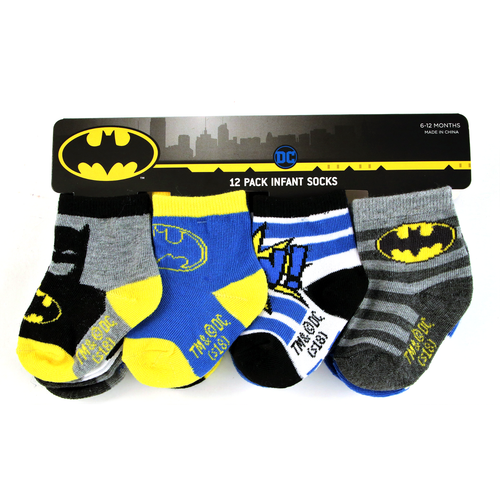 DC Comics Assorted Superhero Characters 12 Pair Socks Set, Baby Boys, Age 0-24M - Picture 21 of 49