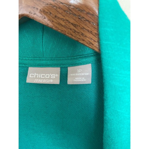 Chicos Zenergy Kelly Green Drape Front Open Cardigan Women’s Size 8/10 SZ 1P - Picture 3 of 10