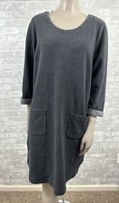 J Jill Small Gray 3/4 Sleeve Sweater Dress with Pockets Shoulder Button Detail