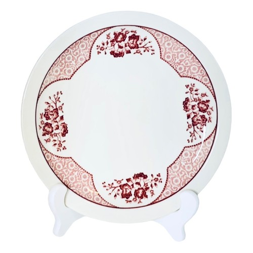 Syracuse China WAKEFIELD Econo Rim Red Flowers Restaurant Ware Luncheon Plate
