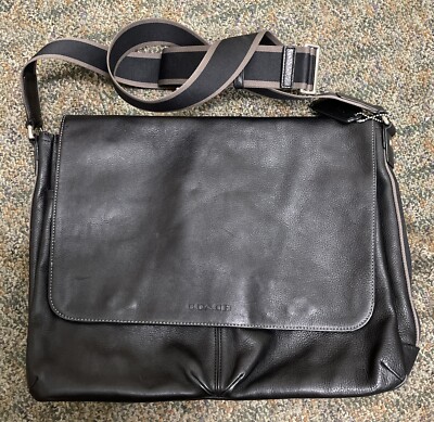 COACH Heritage Web Black Leather Messenger Bag #F70556 | eBay COACH Heritage Web Black Leather Messenger Bag #F70556 | eBay