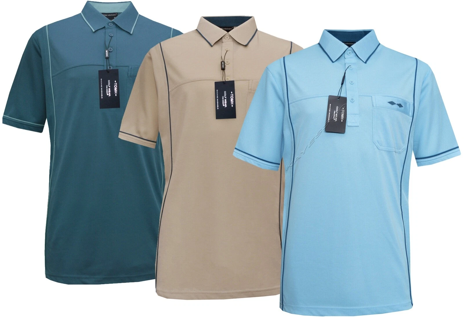 Mens Short Sleeve Golf Polo Shirt Top Casual with Pocket M - 6XL by Tom Hagan