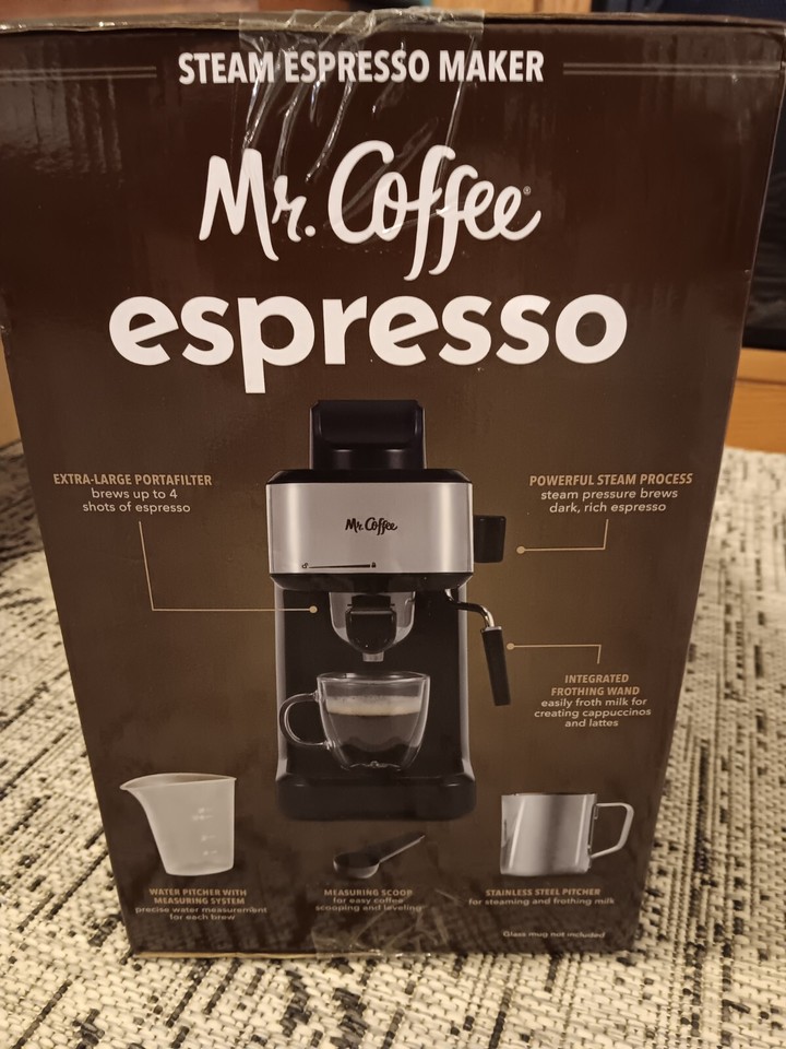 Mr. Coffee Steam Espresso Maker with Milk Frothing Pitcher Brand New