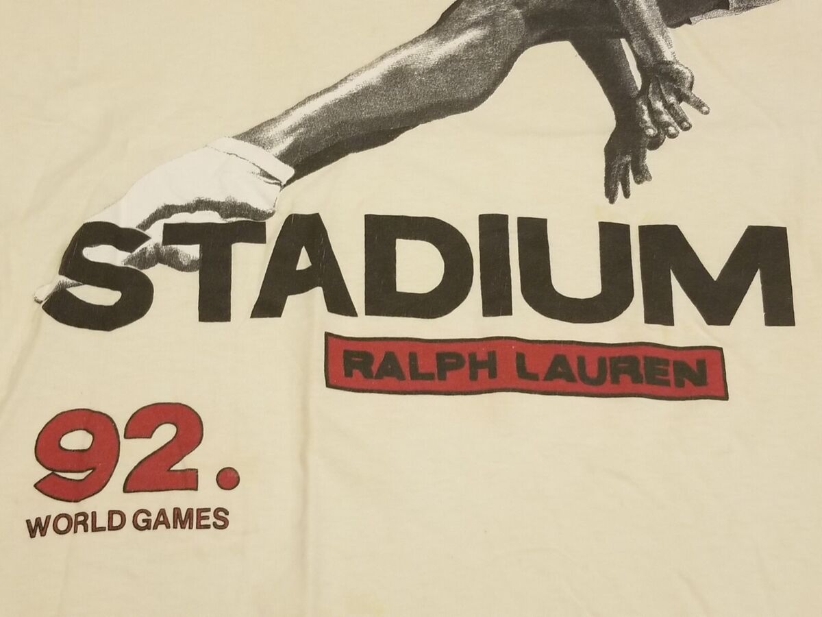 Vintage Polo Ralph Lauren  Stadium Hurdle T Shirt RARE P Wing Bear Sz.  Large