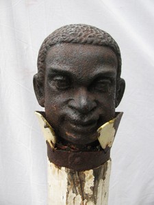 Antique Black Americana Cast Iron Hitching Post Head Topper Collar Original Post Ebay