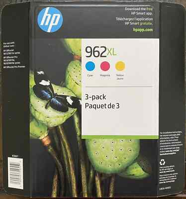 New Genuine HP 962XL Cyan Magenta Yellow set Ink Cartridges Retail Box