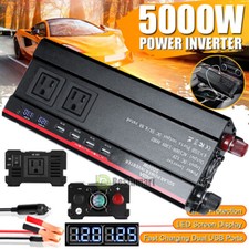 4 USB 5000W Car Power Inverter DC 12V 24V To AC 110V Solar Converter LCD Home RV