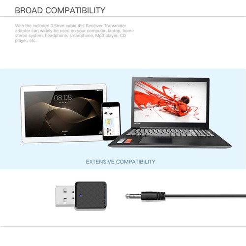 Crazystore 2-in-1 USB Bluetooth 5.0 Empfänger und Transmitter Set mit 3,5 mm Sch - Afbeelding 2 van 10