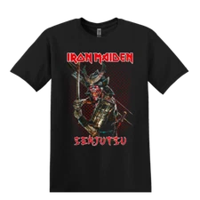 Iron Maiden Senjutsu Graphic Black T-Shirt Eddie Samurai Heavy Metal Band Tees