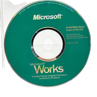 Microsoft Works 4.5a PC Software CD-ROM 1998 for Windows 95