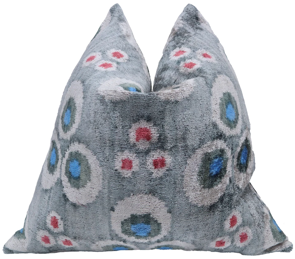 Handmade Silver Velvet Cover Feather Insert Throw Pillow 18 x 18 in (45 x 45 cm) - Image 3 of 4