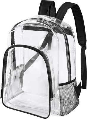 Fomaris Clear Backpack Heavy Duty Bookbag Transparent 1-black