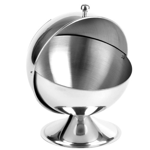 Flip Open Lid Stainless Steel Sugar Bowl Roll Top Design Candy Jar Bowl - Picture 15 of 20