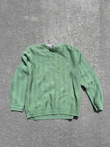 Ralph Lauren Chaps Pullover Herren XL Baumwolle Langarm Fischgrät Grün