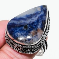Sodalite Gemstone Handmade 925 Sterling Silver Jewelry Ring Size 9 US 