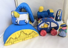 Vintage Soft Discovery Toys Battat K for Kids Lot Police Car Bridge Horse Cow