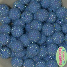 20mm Baby Blue Rhinestone Gumball Beads Chunky Bubblegum 20 pc