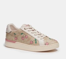 NWT Coach Clip Low Top Sneaker In Signature Heart Cherry Print CE509 Size 11