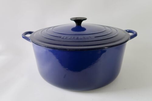 Vintage LE CREUSET Dark Blue #30 Round Dutch Oven Enamel Cast Iron LARGE