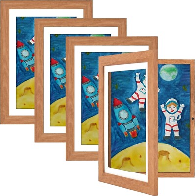 ATOBART MDF 4 PACK Kids Art Work Picture Frame 8.5x11 Front Opening Changeable