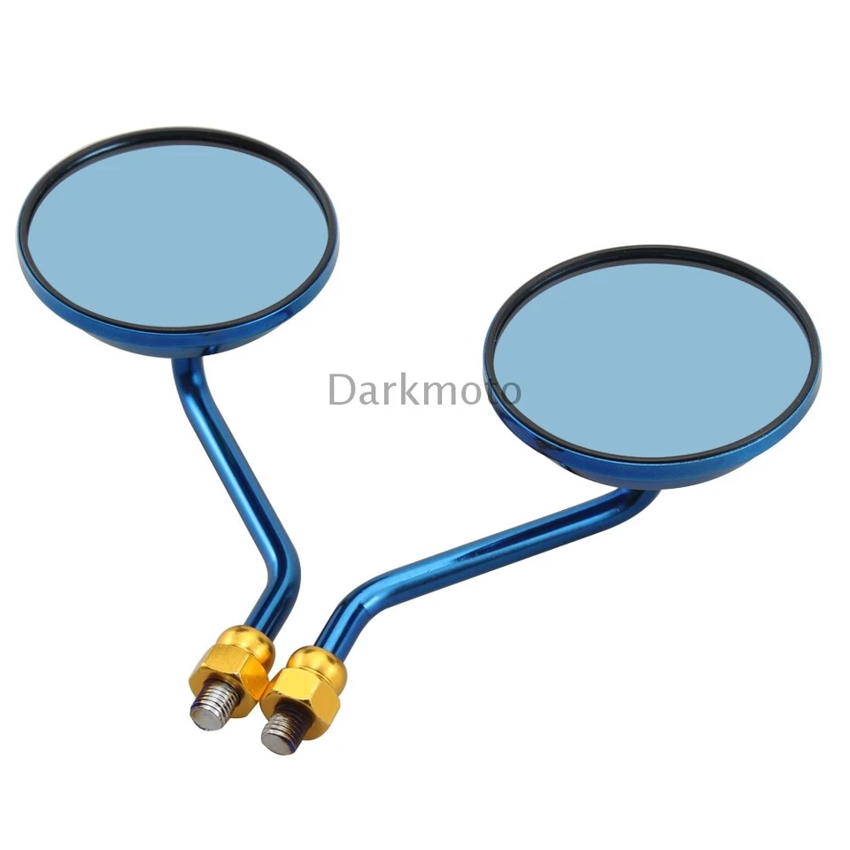 Espejos retrovisores laterales redondos Phantom Blue para motocicleta aptos para picadoras Big Bear Foto 4 de 4