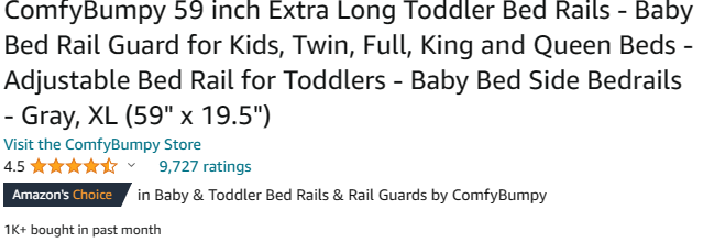 ComfyBumpy 59 inch Extra Long Toddler Bed Rail Guard for Kids ...