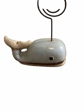 Ceramic Whale Figurine Ocean Color Theme Picture Holder Unsigned 4" Blow Hole