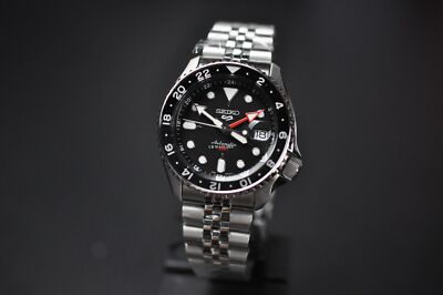 Seiko 5 Sports GMT SSK001 Black Dial Stainless Steel Automatic SSK001K1