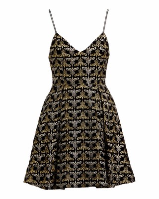 alice and olivia black and gold dress
