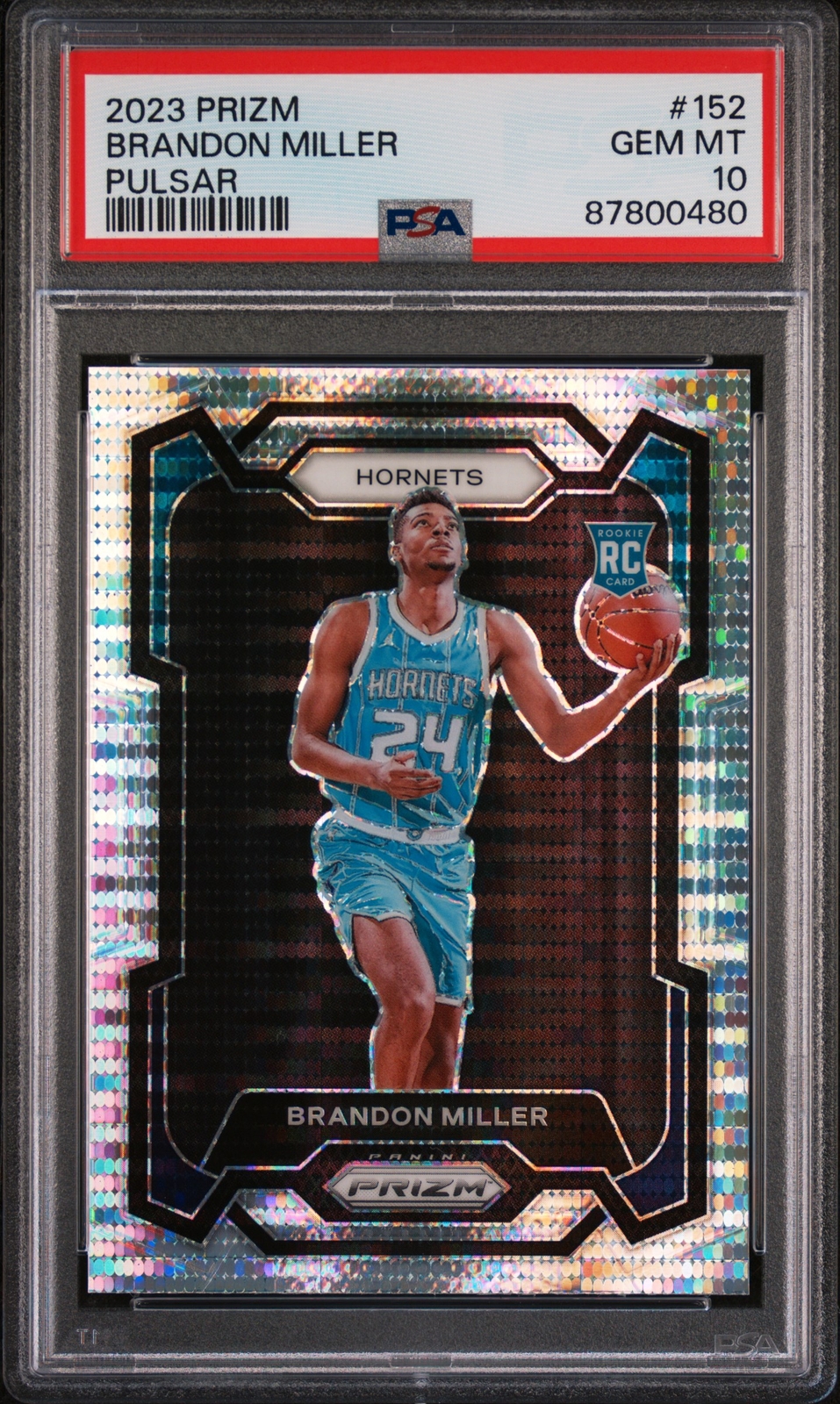 2023 Panini Prizm #152 Brandon Miller Silver Pulsar RC PSA 10