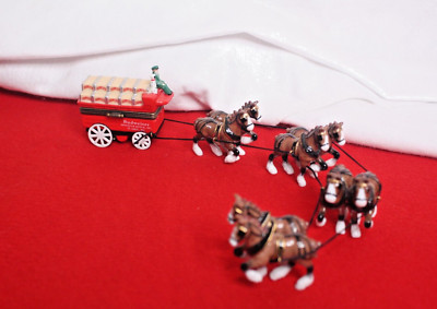Porcelain Hinged Box  - Budweiser Wagon & Clydesdale Team with Crate Trinket