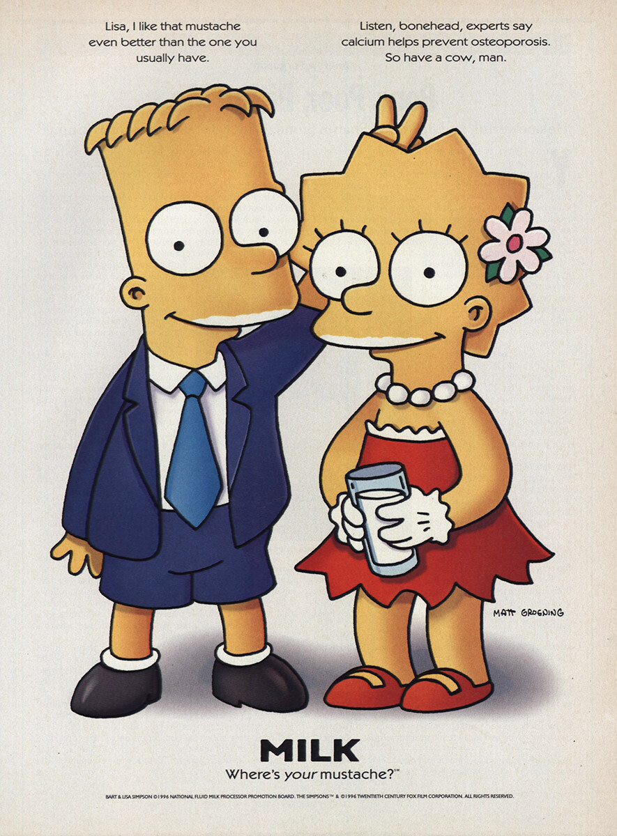 1996 Got Milk: The Simpsons Vintage Print Ad | eBay