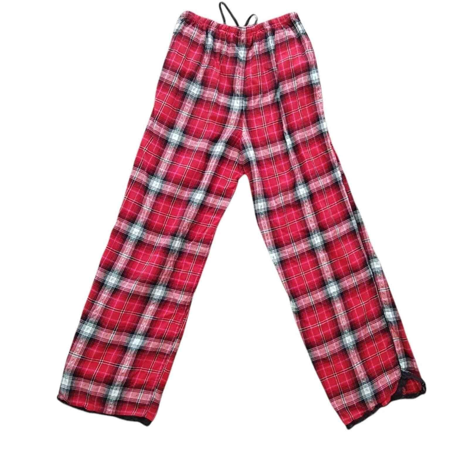 Victoria's Secret Flannel Plaid Pajama Pants Red Blac… Gem
